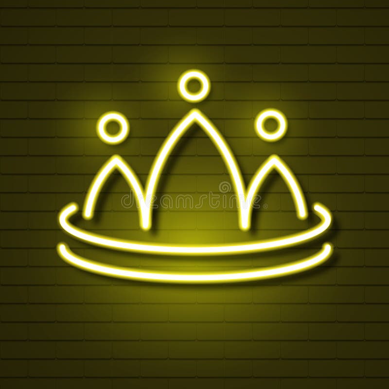 Neonowa korona na ściana z cegieł logo dla sieć projekta wektor ilustracji