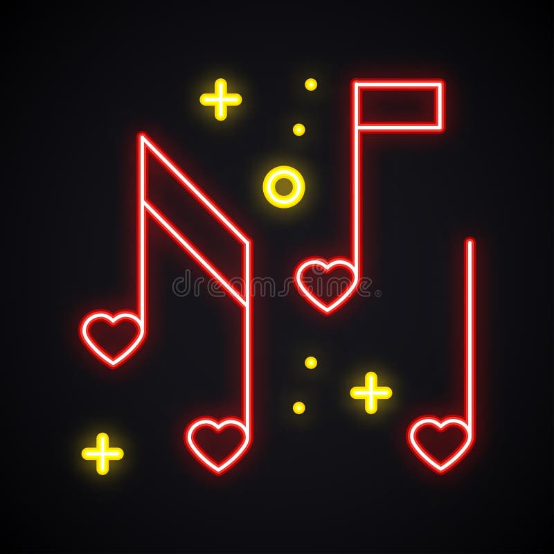 Neonowa muzyki notatka z serce znakiem Rozjarzonego karaoke muzyczny symbol Ulubiona piosenka Klub, rejestr, dyskoteka, taniec, ż ilustracji Neonowa muzyki notatka z serce znakiem Rozjarzonego karaoke muzyczny symbol Ulubiona piosenka Klub, rejestr, dyskoteka, taniec, ż ilustracji