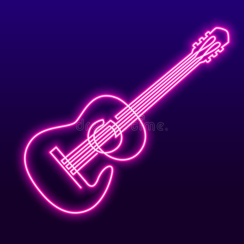 Neonowe menchie zaświecają lampowego ciągłego kreskowego rysunek gitara akustyczna wektor Instrument muzyczny pojedyncza linia dl royalty ilustracja Neonowe menchie zaświecają lampowego ciągłego kreskowego rysunek gitara akustyczna wektor Instrument muzyczny pojedyncza linia dl royalty ilustracja