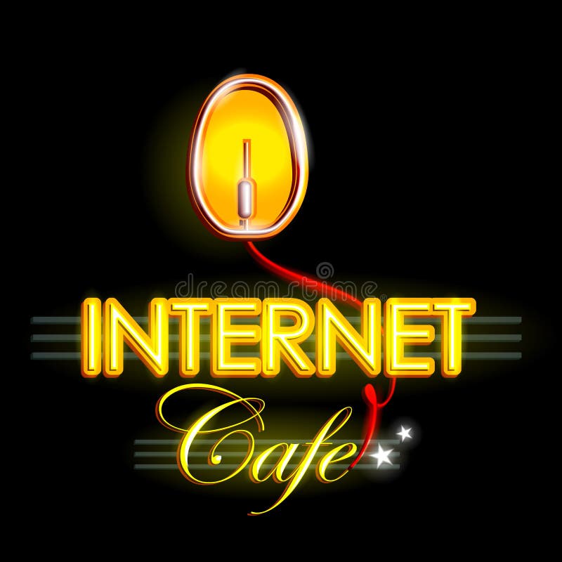 Neonowego światła signboard dla Internetowej kawiarni ilustracji Neonowego światła signboard dla Internetowej kawiarni ilustracji