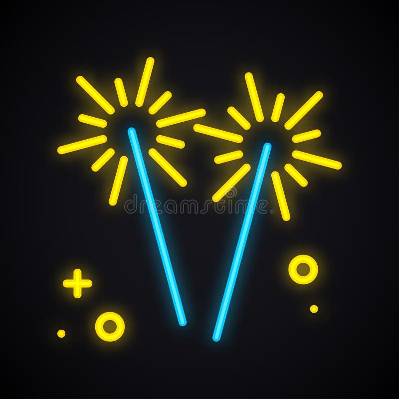 Neonowy oświetleniowy sparkler Jarzyć się Bengal pożarniczego znaka Jaskrawy przyjęcie, świętowanie, urodziny, karnawałowy temat ilustracja wektor Neonowy oświetleniowy sparkler Jarzyć się Bengal pożarniczego znaka Jaskrawy przyjęcie, świętowanie, urodziny, karnawałowy temat ilustracja wektor