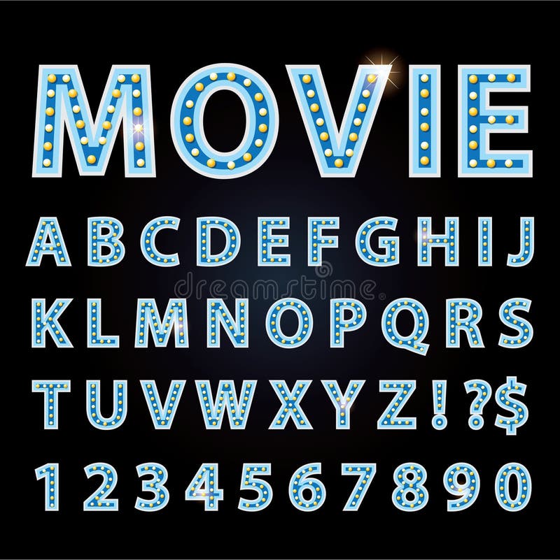 Neonröhrebuchstabegussshowkino oder -theater des Vektors blaues stock abbildung Neonröhrebuchstabegussshowkino oder -theater des Vektors blaues stock abbildung