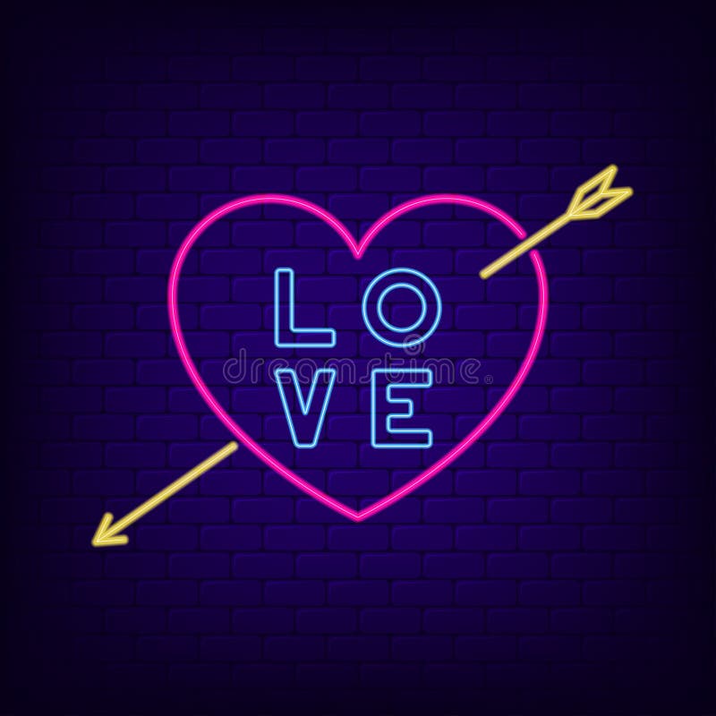 Het Hart Licht Teken Van De Neon Gloeiend Liefde Vector