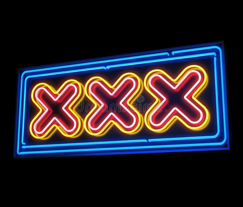 XXX neon sign illuminated over dark background. XXX neon sign illuminated over dark background