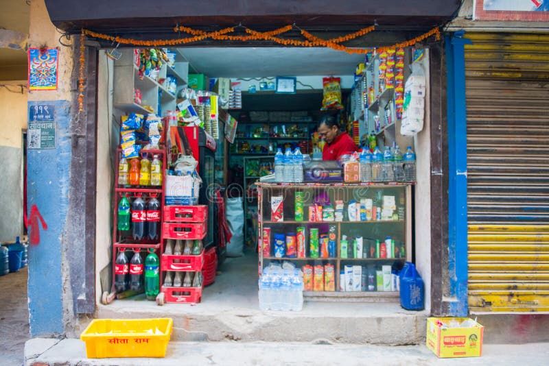 Nepal 4 January 2017 Consumer Goods for Sell at Shop Editorial