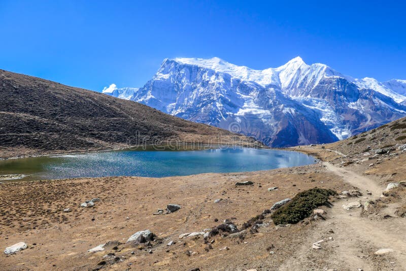 Nepal - Lodowy jezioro z widokiem na Annapurna ?a?cuchu zdjęcie royalty free Nepal - Lodowy jezioro z widokiem na Annapurna ?a?cuchu zdjęcie royalty free