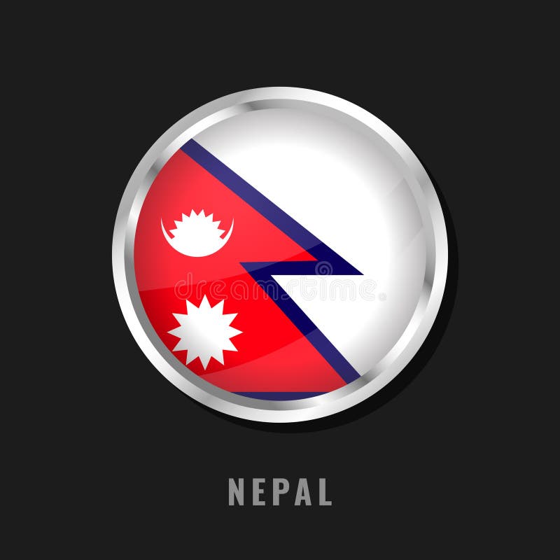 Nepal round framed national flag. Circular glossy flag of Nepal stock illustration