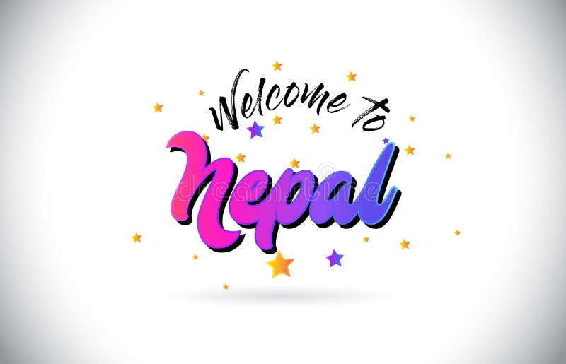 Nepal Welcome To Word Text with Handwritten Font and Pink Heart Shape ...