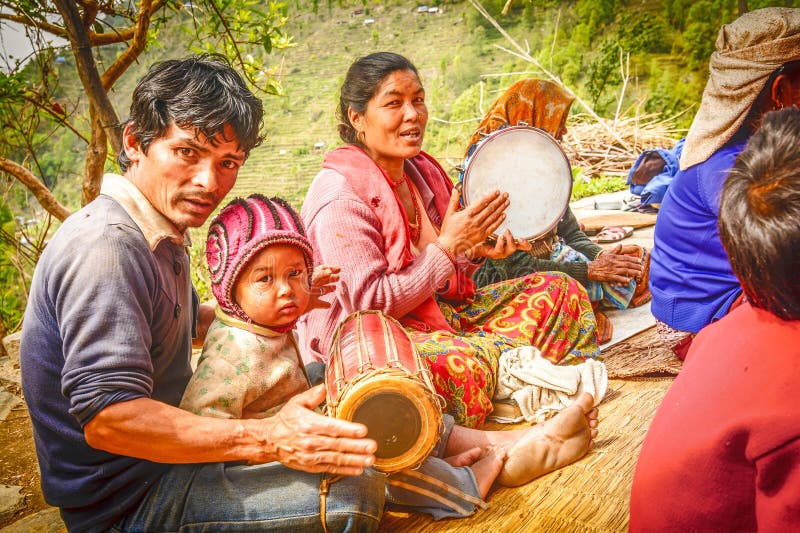 Nepalese people playing traditional music instruments stock image Nepalese people playing traditional music instruments stock image