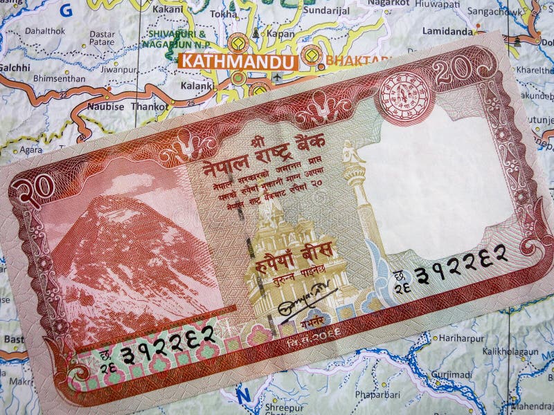 Nepali Currency Note on Map Stock Image  Image of note, notes 74569315