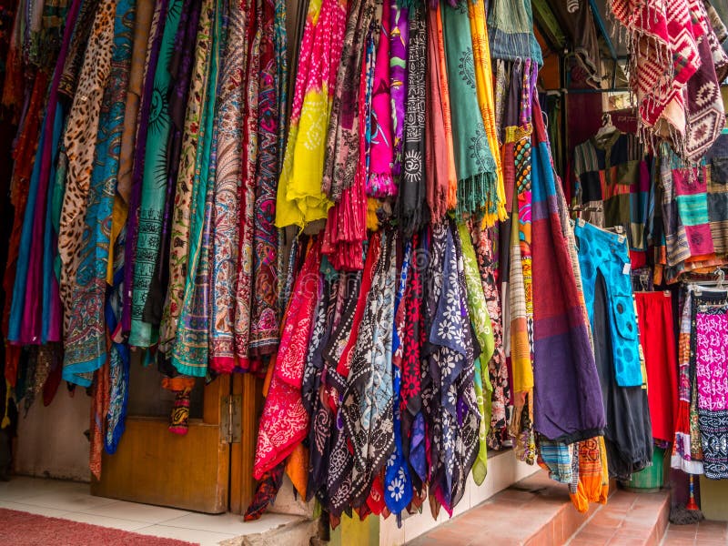 Nepali Store Front, Scarves Stock Image Image of clothing, colorful