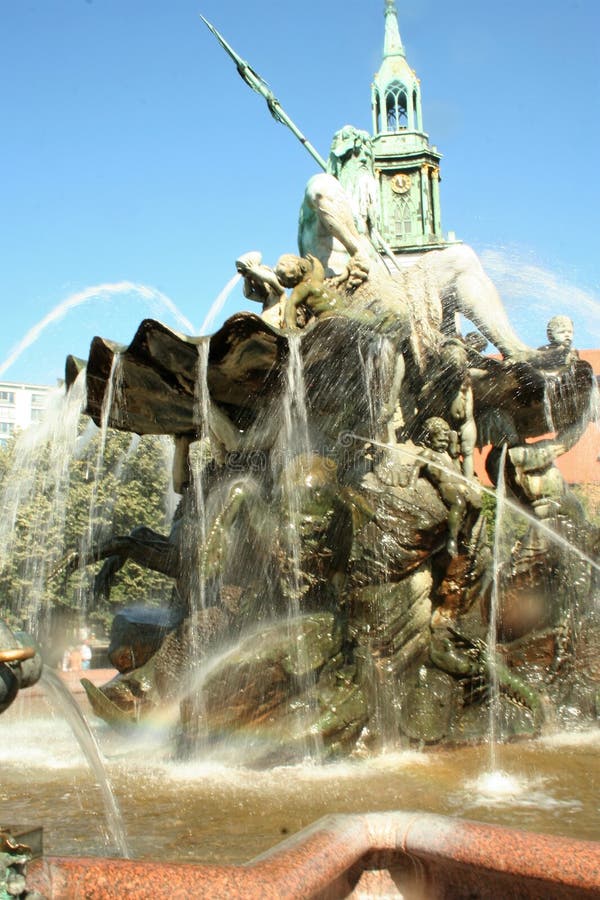 Neptune fountain in Berlin stock image. Image of europe 106758597