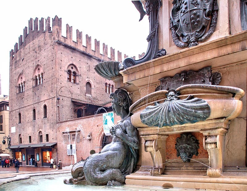 Neptune Fountain Bologna stock photo. Image of square, statue - 504394