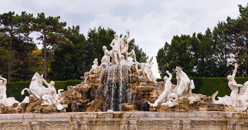 Neptune Fountain in Schonbrunn Palace garden