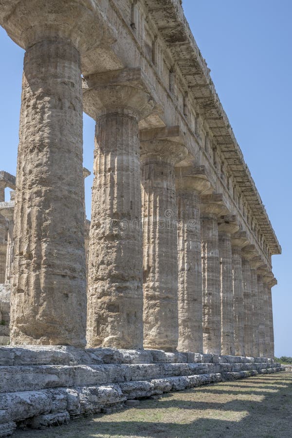 Neptune temple Doric column, Paestum, Italien royaltyfria foton Neptune temple Doric column, Paestum, Italien royaltyfria foton