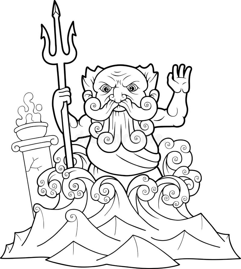 Neptunus met in hand drietand stock illustratie Neptunus met in hand drietand stock illustratie