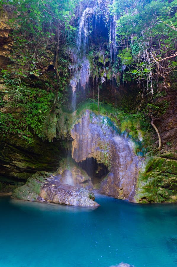 Neraida-Wasserfälle in Kythera-Insel in Griechenland Stockbild ...
