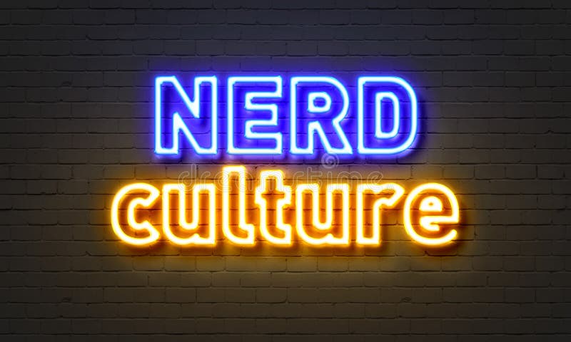 Nerd culture neon sign on brick wall background. vector illustration Nerd culture neon sign on brick wall background. vector illustration