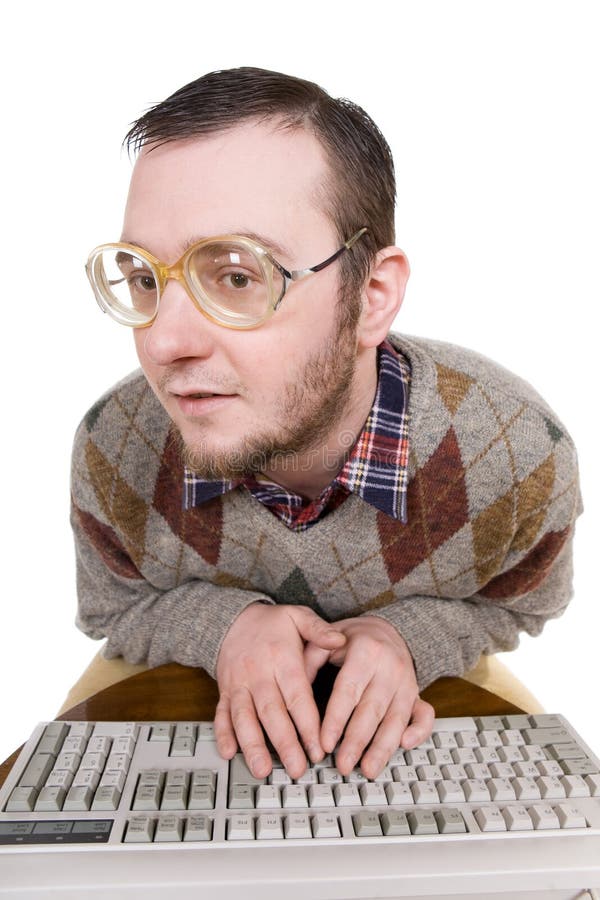 Nerd with keyboard