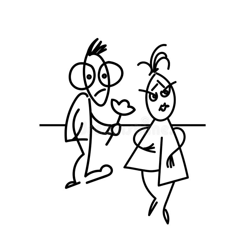 Nerd met een bloem in zijn handen zorgt voor het meisje Slechte Datum vector illustratie Nerd met een bloem in zijn handen zorgt voor het meisje Slechte Datum vector illustratie