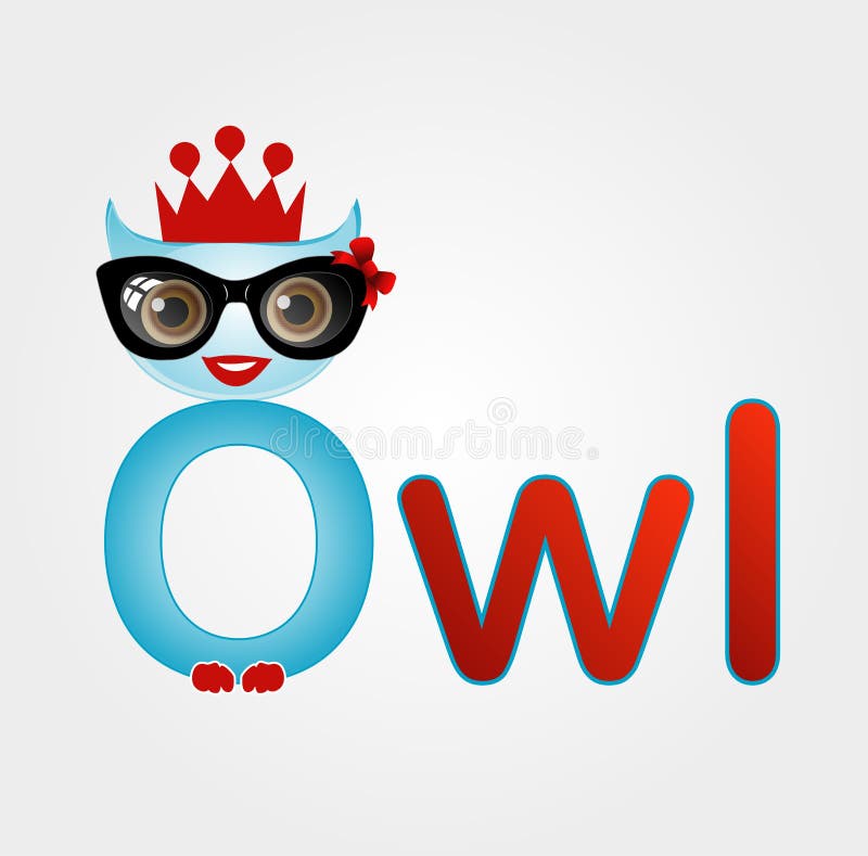 Nerd owl wearing a crown stock illustration Nerd owl wearing a crown stock illustration