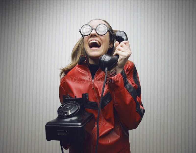 Glasses retro mother talking dirty