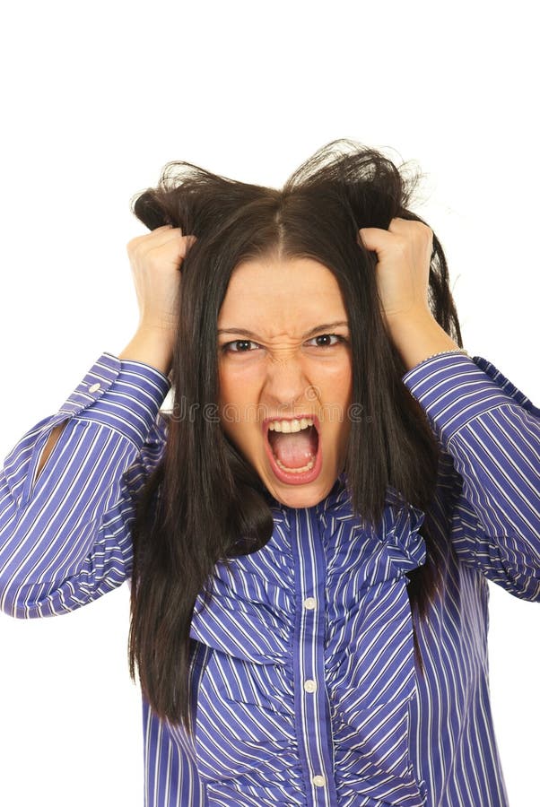 Nervous Woman Pulls Her Hair Out Stock Photo Image of pulling