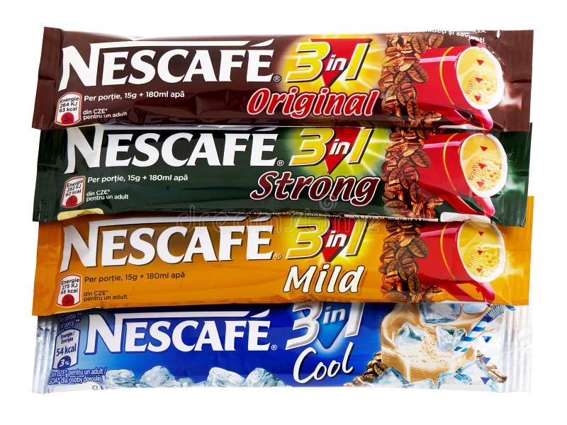 Nescafe 3 in 1, Instant Coffee with cream and sugar.