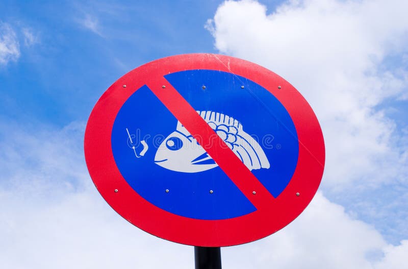 Nessun segno di pesca fotografia stock libera da diritti Nessun segno di pesca fotografia stock libera da diritti