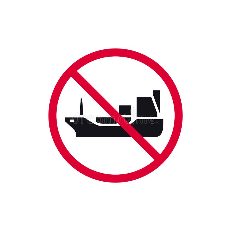 Nessuna nave cisterna vietata per il trasporto di merci, sia vietata l'illustrazione moderna di vignette di tipo rotondo illustrazione di stock
