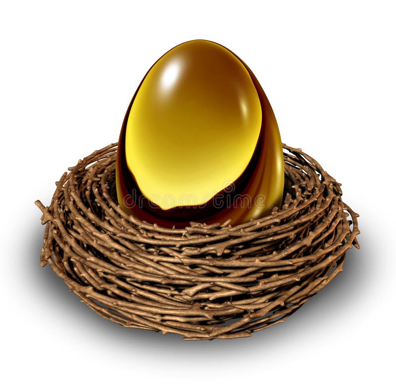 A Golden Egg In Nest With Leaves PNG Images