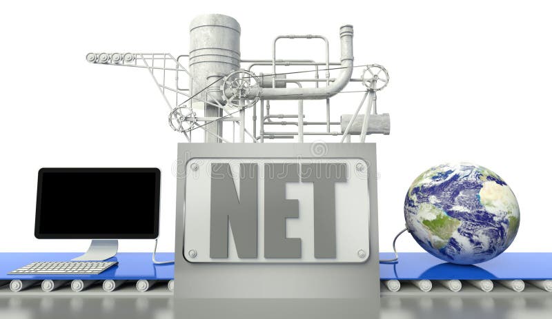 Net concept, computer and earth globe royalty free illustration