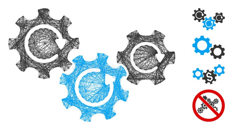 Net Transmission Gears Rotation Vector Mesh royalty free illustration