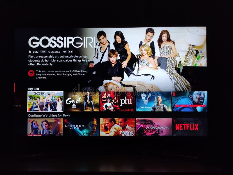 Gossip Girl - Netflix Television Screen with Popular Series Choice. Movies  Editorial Image - Image of display, gossip: 154713295