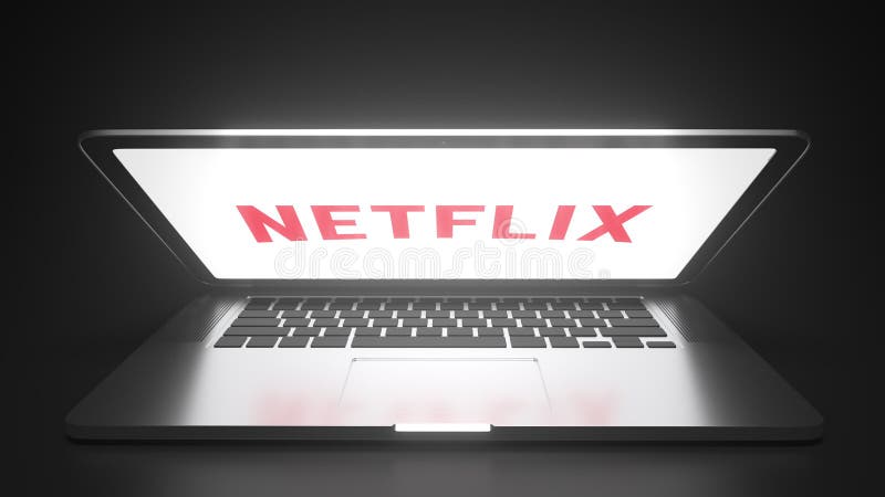 Netflix logo on computer monitor, Netflix-Logo auf Computermonitor