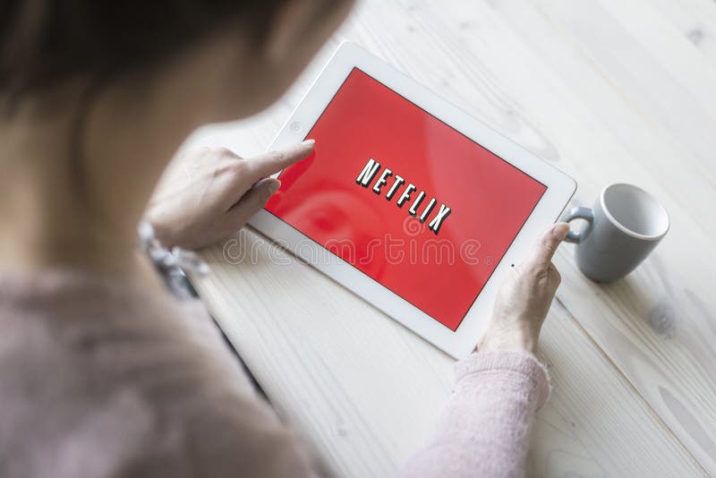 Netflix on tablet pc stock photos