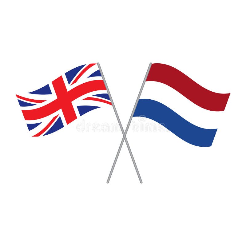 Flags Of Netherlands And Great Britain On A White Background Stock