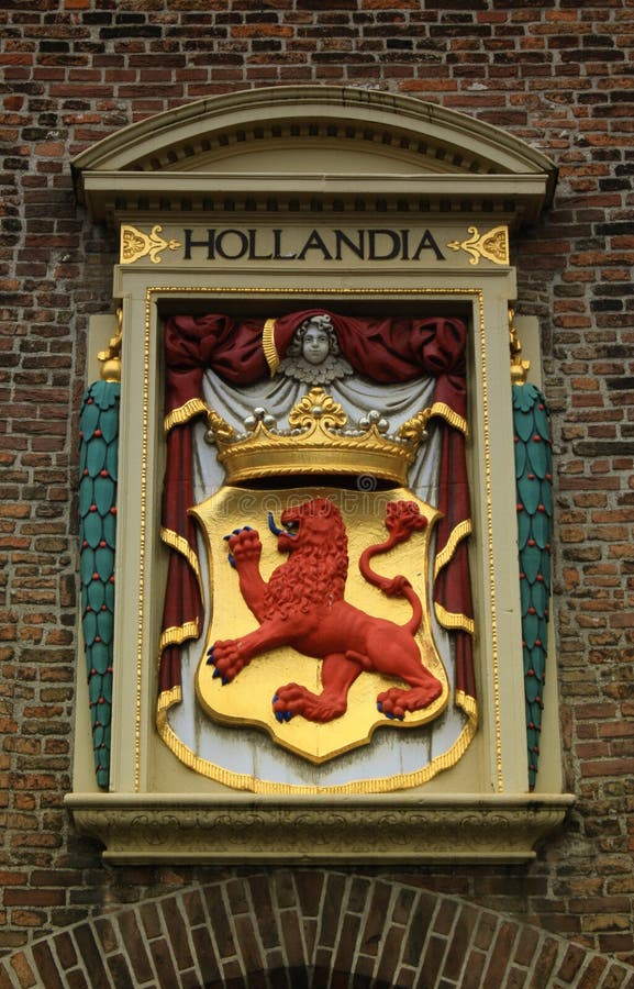 Netherlands Emblem Red Lion in Hague City Stock Image Image of