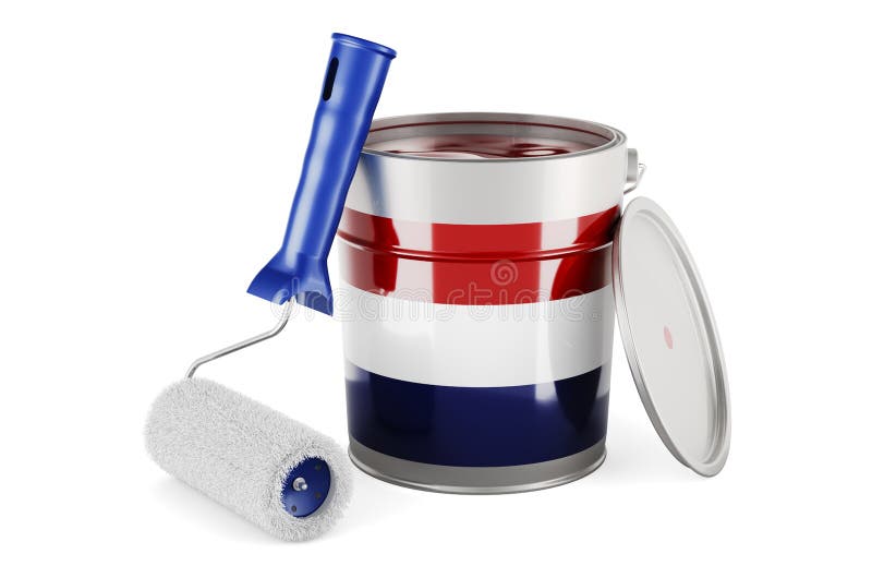 The Netherlands Flag on the Paint Can, 3D Rendering Stock Illustration