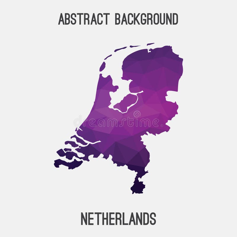 Netherlands,Holland map in geometric polygonal,mosaic style.