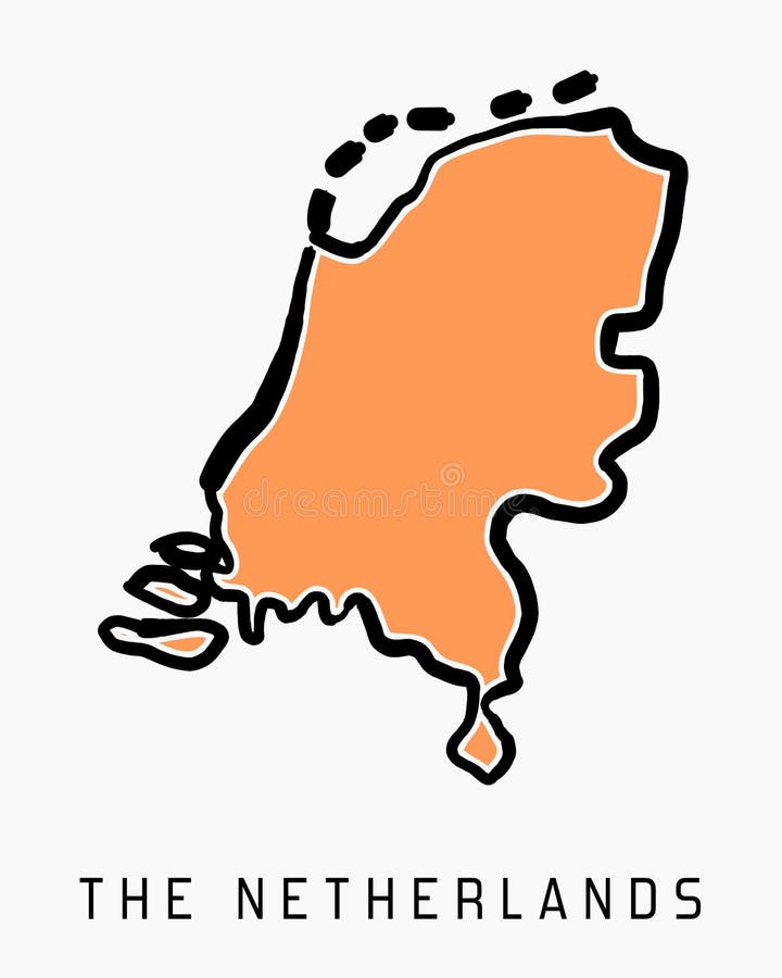 The Netherlands Map Outline Stock Vector - Illustration of border