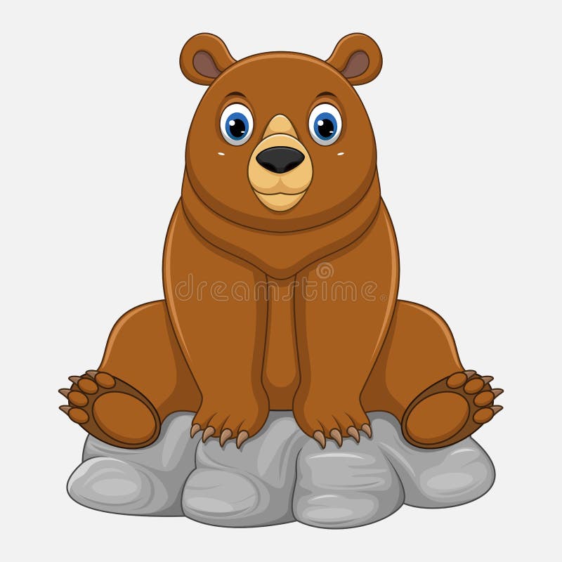 Nette Babybärnkarikatur, die auf Felsen sitzt vektor abbildung Nette Babybärnkarikatur, die auf Felsen sitzt vektor abbildung