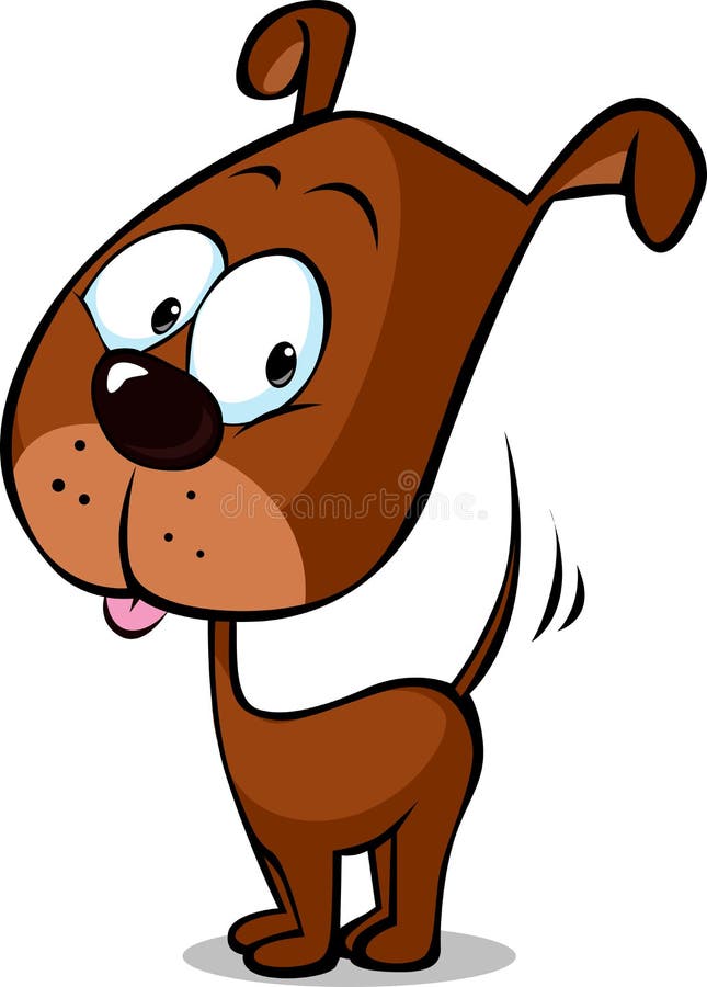 Nette braune Hundekarikaturstellung lokalisiert auf weißem Hintergrund - Vektor lizenzfreie abbildung
