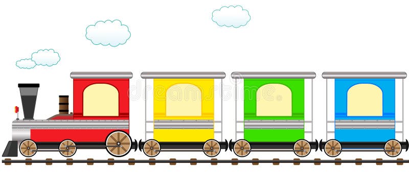 Nette bunte Serie der Karikatur in der Eisenbahn