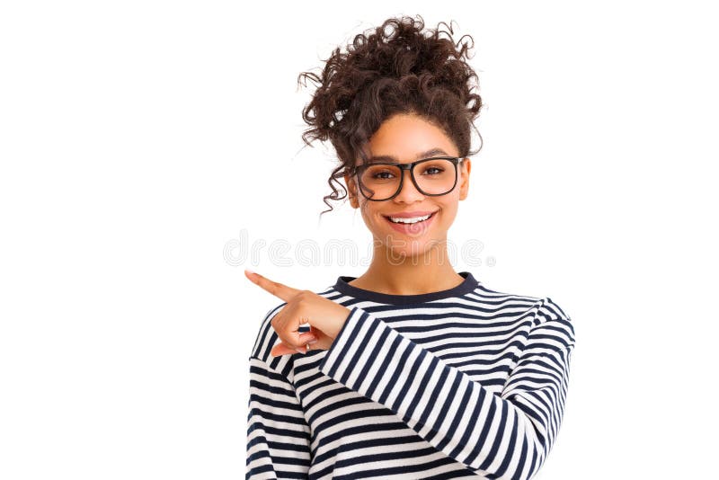 Nette elegante Frau, die zeigt stockfotos