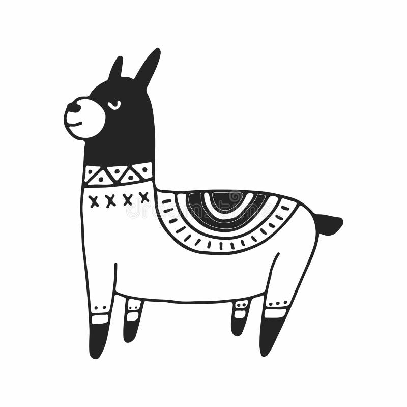 Nette Hand gezeichnetes Kindertagesstättenplakat mit kleinem Lama in der skandinavischen Art Einfarbige Illustration stock abbildung Nette Hand gezeichnetes Kindertagesstättenplakat mit kleinem Lama in der skandinavischen Art Einfarbige Illustration stock abbildung