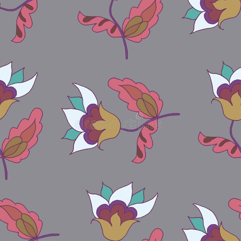 Nette Hand gezeichnetes nahtloses Muster der Blume lizenzfreie abbildung Nette Hand gezeichnetes nahtloses Muster der Blume lizenzfreie abbildung