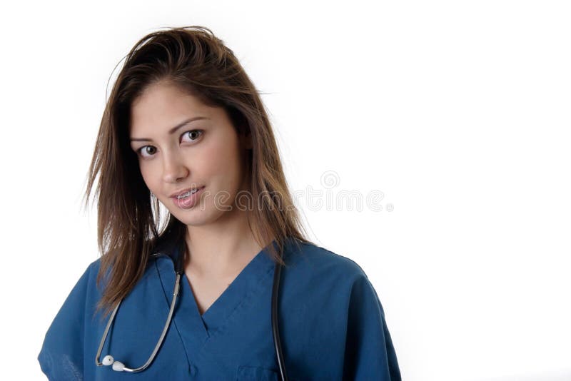 Nette Jungekrankenschwester mit Stethoskop stockfotos Nette Jungekrankenschwester mit Stethoskop stockfotos