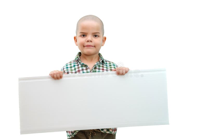 Nette Jungenstellung mit leerem freiem Raum in den Händen, lokalisiert auf Weiß stockbild Nette Jungenstellung mit leerem freiem Raum in den Händen, lokalisiert auf Weiß stockbild
