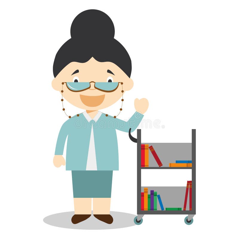 Nette Karikaturvektorillustration eines Bibliothekars lizenzfreie abbildung Nette Karikaturvektorillustration eines Bibliothekars lizenzfreie abbildung